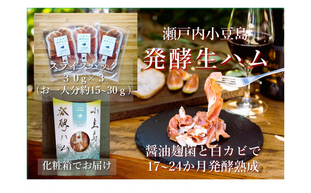 小豆島放牧豚の生ハム&nbsp;(小豆島発酵紅腿)スライスパック30g×3