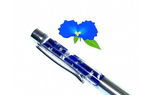 草津あおばなのハーバリウムボールペン(シルバー)