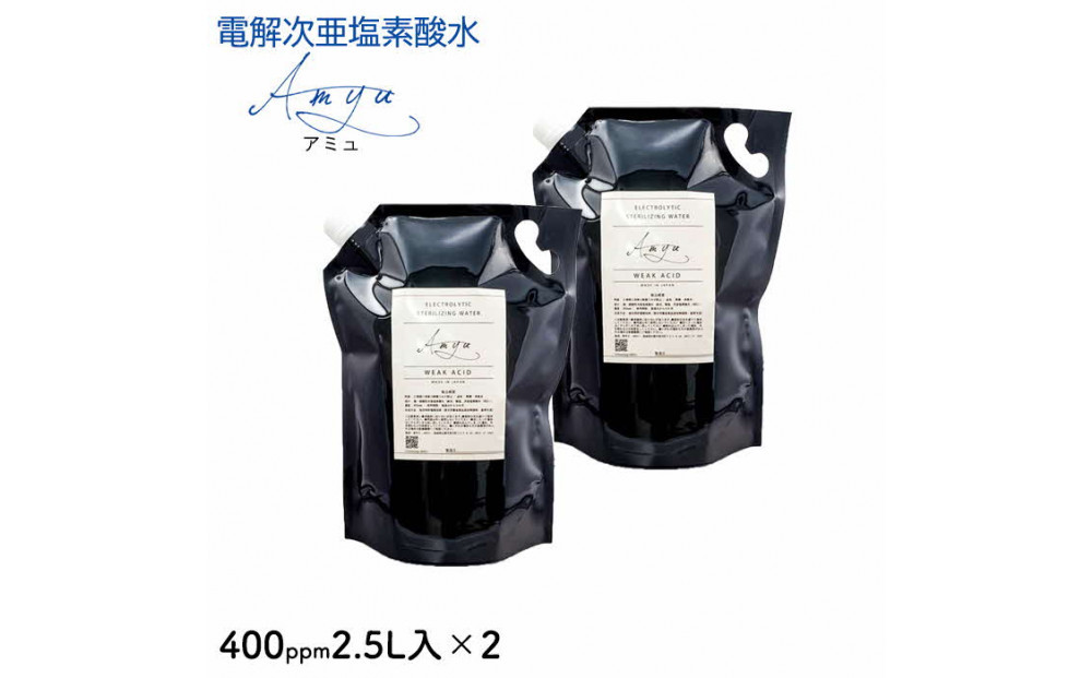 電解次亜塩素酸水　400ppm　【2.5L   2個セット】　除菌・消臭
