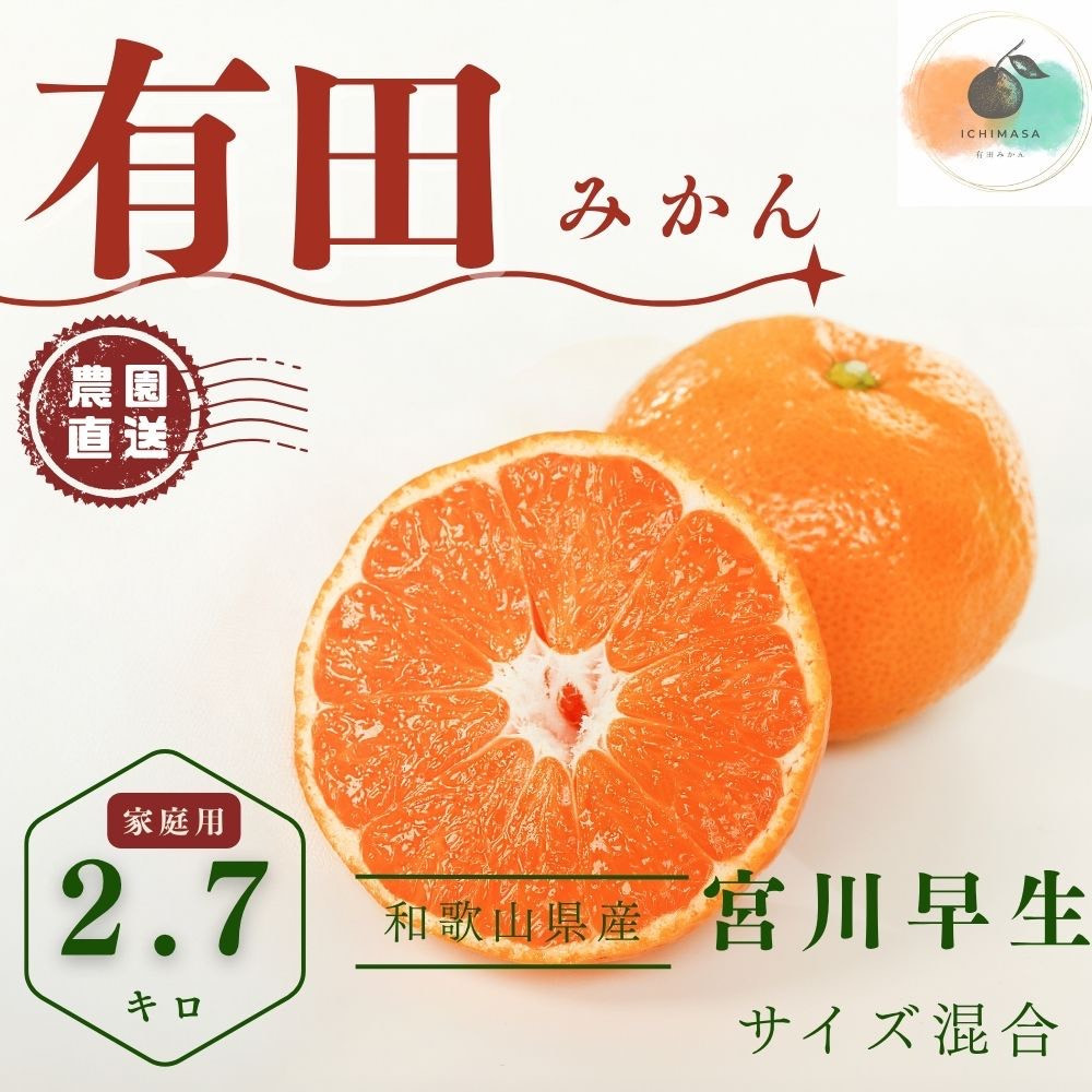 【ふるさと納税】【先行予約】有田みかん 早生 温州みかん 2.7kg（箱込み3kg） 家庭用 S～２Lサイズ 混合 柑橘 フルーツ みかん 産地直送 お取り寄せ 送料無料 温州ミカン