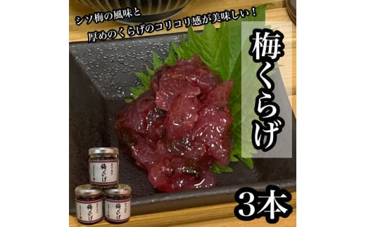 梅くらげ&nbsp;3本【くらげ&nbsp;珍味&nbsp;おつまみ&nbsp;梅しそ&nbsp;惣菜&nbsp;海鮮&nbsp;塩辛&nbsp;珍味&nbsp;お取り寄せ&nbsp;御中元&nbsp;お中元&nbsp;お歳暮&nbsp;父の日&nbsp;母の日&nbsp;贈り物&nbsp;日本酒&nbsp;焼酎】【神奈川県小田原市早川】