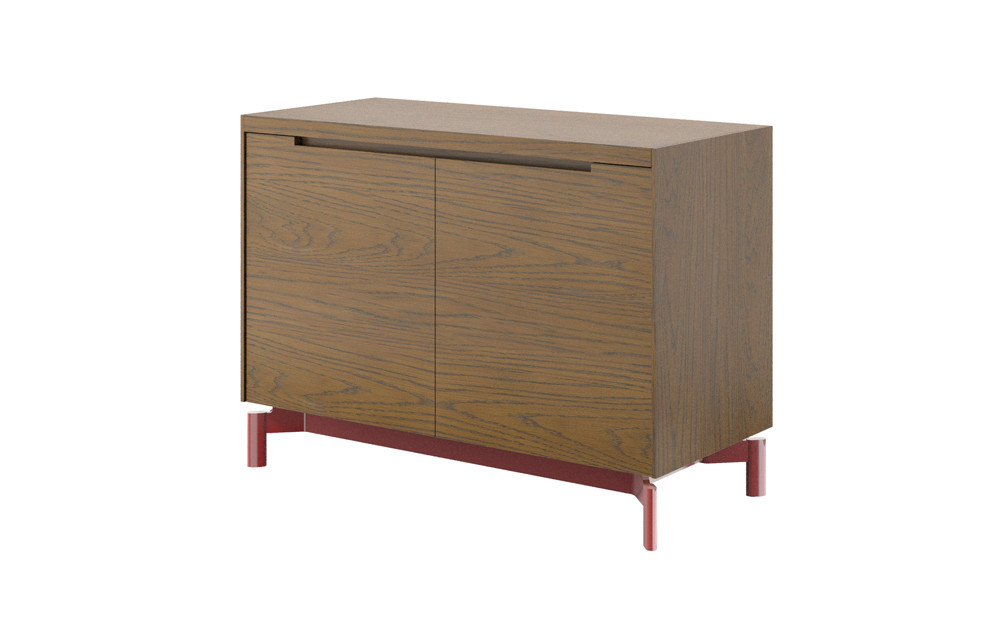 キャビネット&nbsp;ASC&nbsp;両開き扉&nbsp;＜脚＞グロッシーレッド&nbsp;マロンブラウン_05178