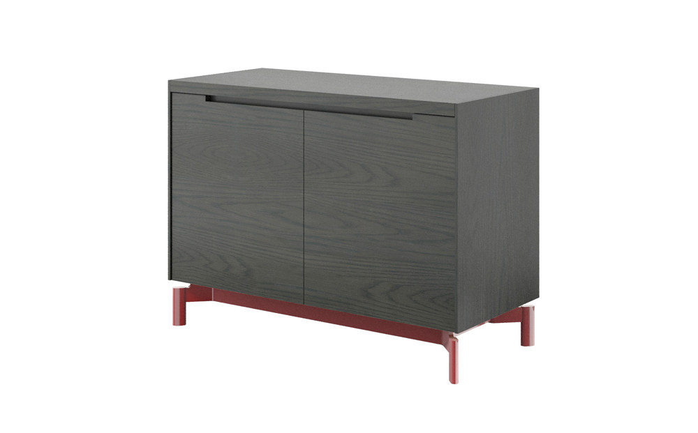 キャビネット&nbsp;ASC&nbsp;両開き扉&nbsp;＜脚＞グロッシーレッド&nbsp;チャコールグレー_05179