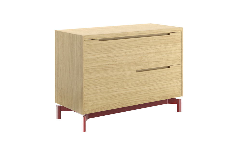 キャビネット&nbsp;ASC&nbsp;片開き扉＋2段引出し&nbsp;&nbsp;＜脚＞グロッシーレッド&nbsp;スーパークリア_05183