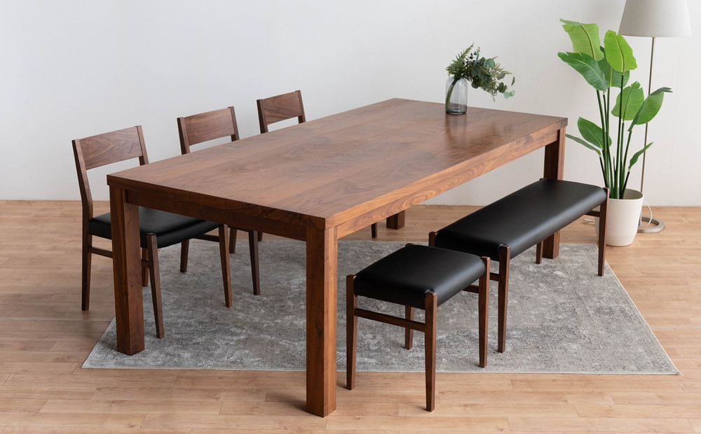 DT12&nbsp;DC01&nbsp;BC01&nbsp;ST01&nbsp;6点&nbsp;ダイニングセット&nbsp;ウォールナット&nbsp;オールマイティブラック&nbsp;テーブル&nbsp;椅子&nbsp;ベンチ&nbsp;スツール