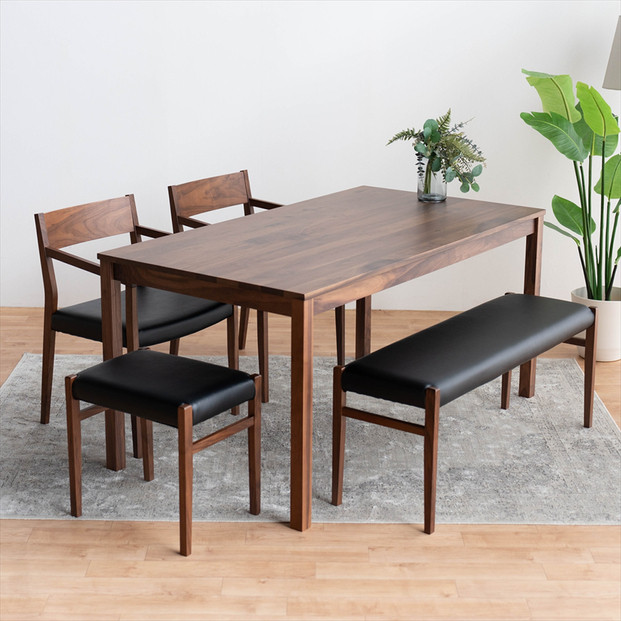 DT01&nbsp;DC02&nbsp;BC01&nbsp;ST01&nbsp;5点&nbsp;ダイニングセット&nbsp;ウォールナット&nbsp;オールマイティブラック&nbsp;テーブル&nbsp;椅子&nbsp;ベンチ&nbsp;スツール