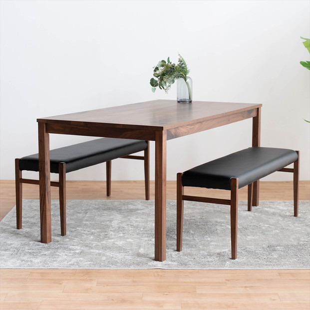 DT01&nbsp;BC01&nbsp;3点&nbsp;ダイニングセット&nbsp;ウォールナット&nbsp;オールマイティブラック&nbsp;テーブル&nbsp;ベンチ