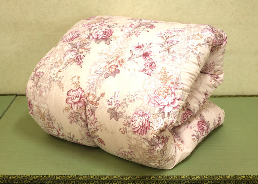 立体キルト羽毛ふとん　ローラ　【ピンク色】