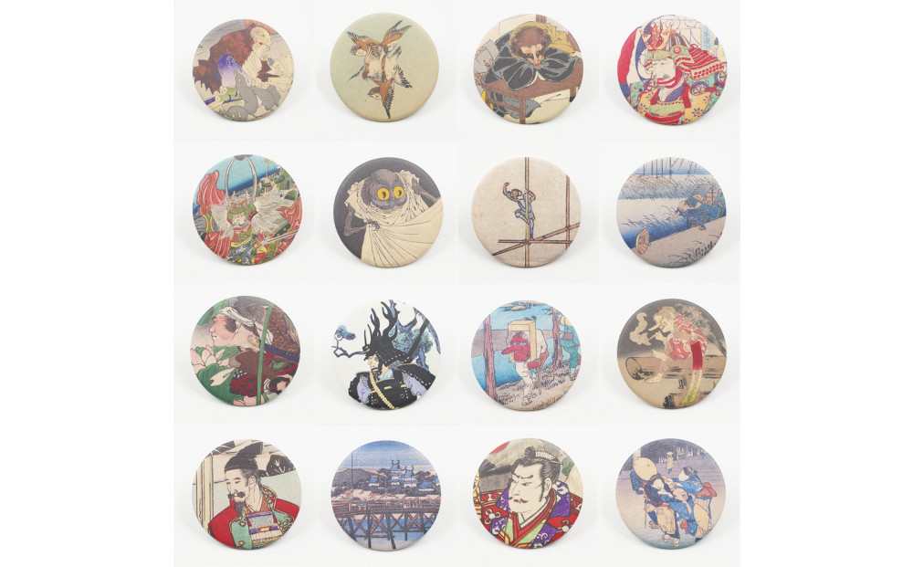 オリジナル【浮世絵缶バッジ】16点セット／名古屋刀剣博物館