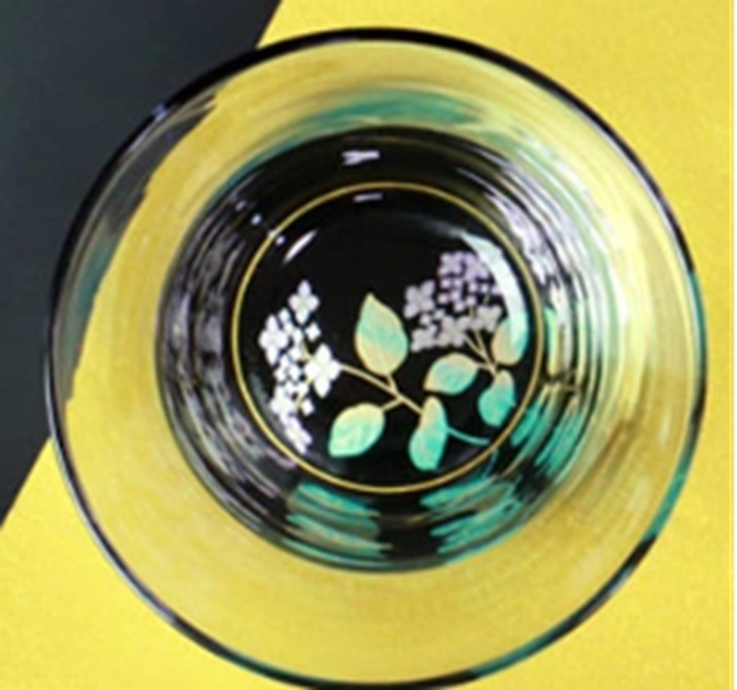 みよし漆器本舗&nbsp;ぬりもん&nbsp;de&nbsp;Verre&nbsp;フリーグラス&nbsp;単品&nbsp;210ml&nbsp;蒔絵&nbsp;紀州塗り&nbsp;黒／アジサイ