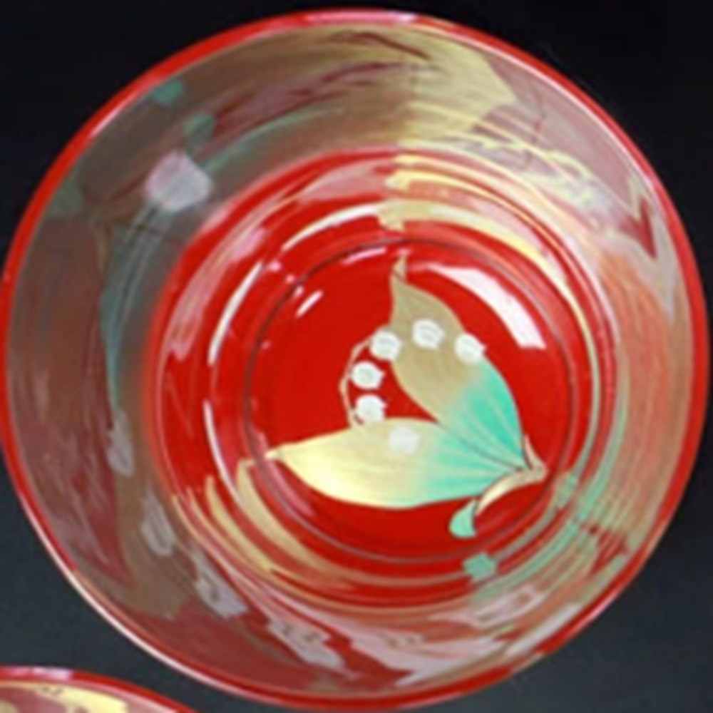 みよし漆器本舗&nbsp;ぬりもん&nbsp;de&nbsp;Verre&nbsp;フリーグラス&nbsp;単品&nbsp;210ml&nbsp;蒔絵&nbsp;紀州塗り&nbsp;赤／スズラン