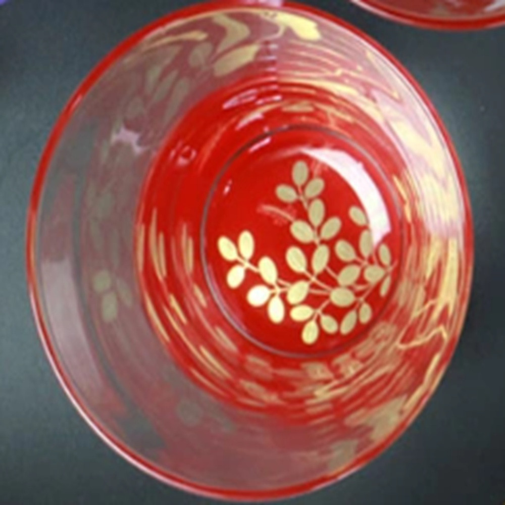 みよし漆器本舗&nbsp;ぬりもん&nbsp;de&nbsp;Verre&nbsp;フリーグラス&nbsp;単品&nbsp;210ml&nbsp;蒔絵&nbsp;紀州塗り&nbsp;赤／萩