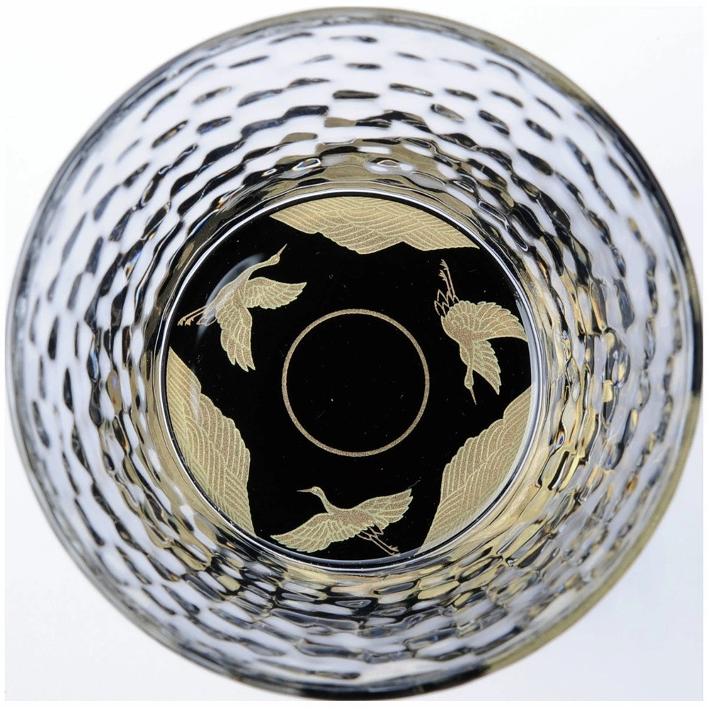 みよし漆器本舗 紀州塗り ぬりもん de Verre フリーグラス 蒔絵 万葉鶴 単品 黒 250ml