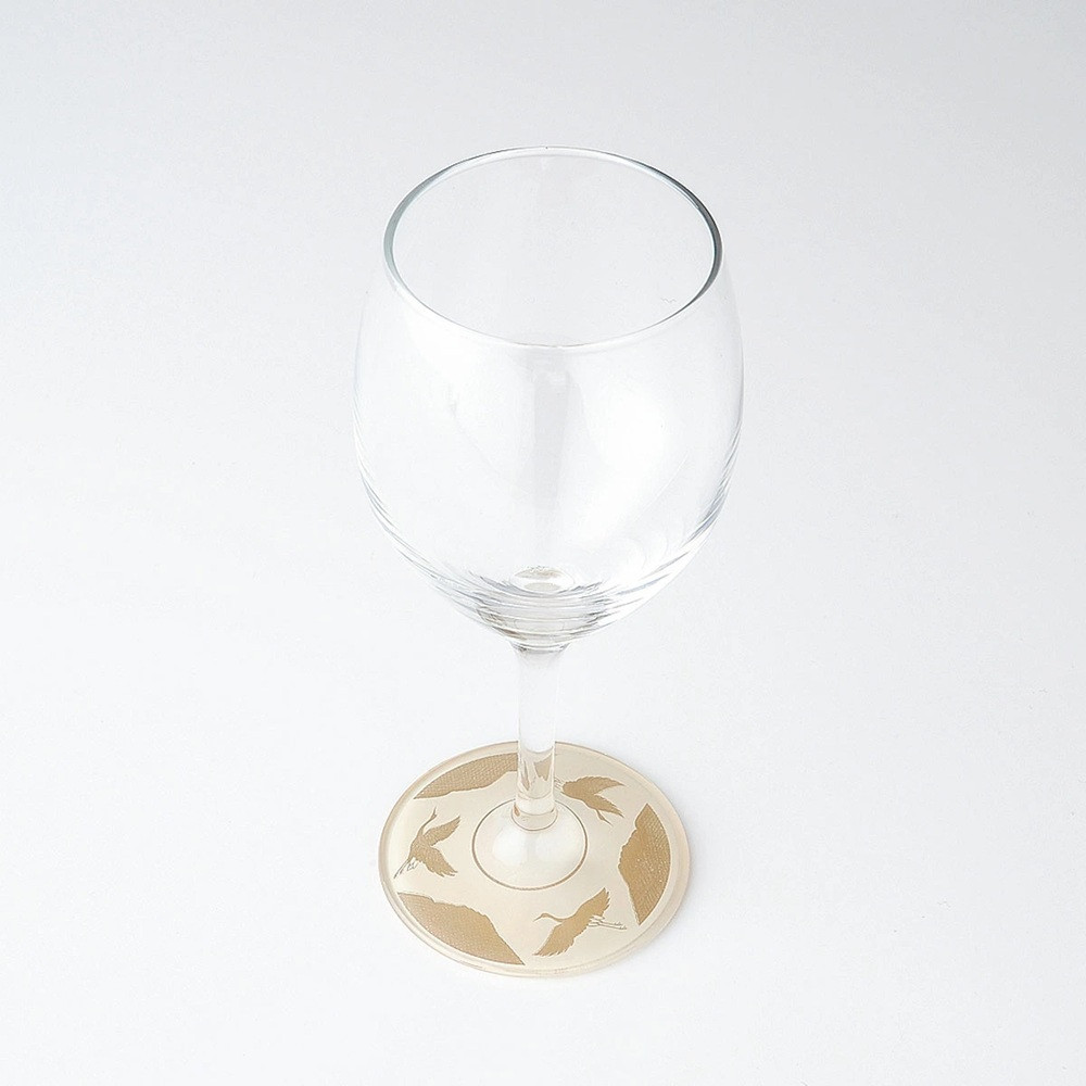 みよし漆器本舗&nbsp;紀州塗り&nbsp;ぬりもん&nbsp;de&nbsp;Verre&nbsp;ワイングラス&nbsp;蒔絵&nbsp;万葉鶴&nbsp;単品&nbsp;白&nbsp;300ml