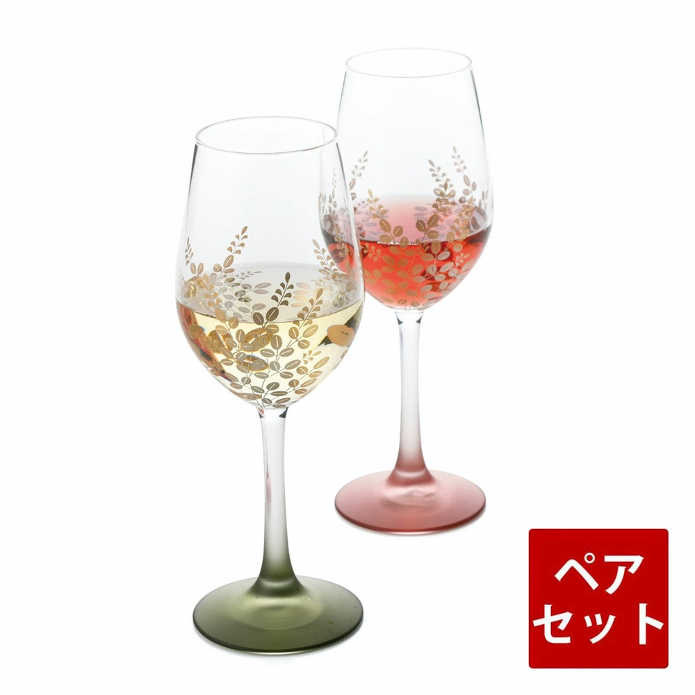 みよし漆器本舗&nbsp;ぬりもん&nbsp;de&nbsp;Verre&nbsp;ワイングラス&nbsp;蒔絵&nbsp;萩&nbsp;ペアセット&nbsp;ガラス&nbsp;デ&nbsp;ヴェール&nbsp;グリーン&nbsp;レッド&nbsp;330ml