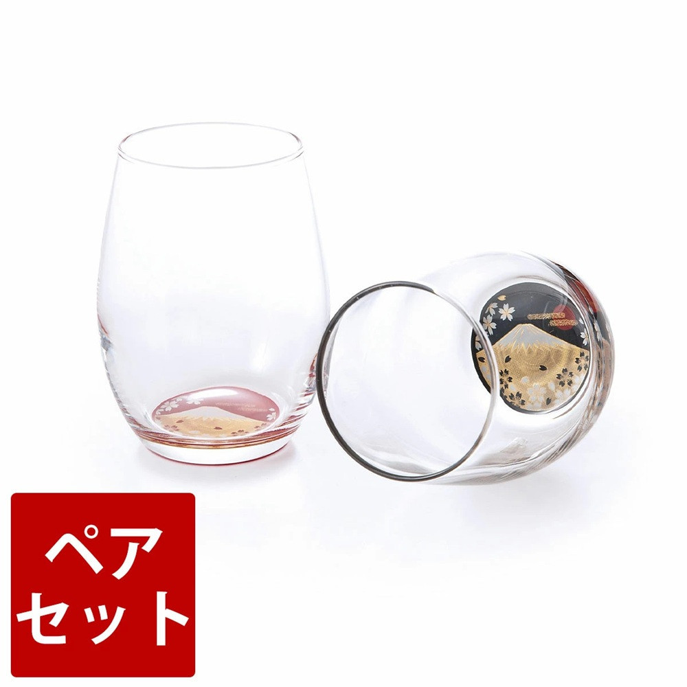 みよし漆器本舗&nbsp;紀州塗り&nbsp;ぬりもん&nbsp;de&nbsp;Verre&nbsp;ダルマグラス&nbsp;蒔絵&nbsp;富士山&nbsp;ペアセット&nbsp;200ml