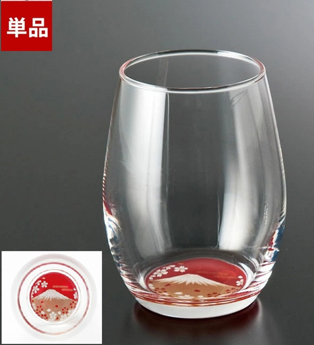 みよし漆器本舗&nbsp;紀州塗り&nbsp;ぬりもん&nbsp;de&nbsp;Verre&nbsp;ダルマグラス&nbsp;蒔絵&nbsp;富士山&nbsp;単品&nbsp;赤&nbsp;200ml