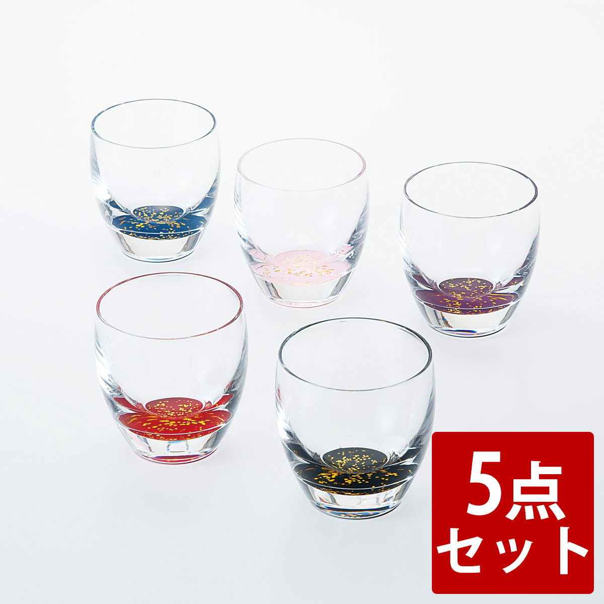 みよし漆器本舗&nbsp;紀&nbsp;州塗り&nbsp;ぬりもん&nbsp;de&nbsp;Verre&nbsp;冷酒グラス&nbsp;きらり&nbsp;5点セット&nbsp;100ml
