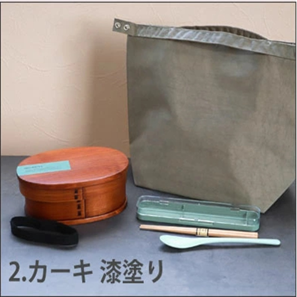 みよし漆器本舗&nbsp;曲げわっぱ&nbsp;6点セット&nbsp;お弁当箱&nbsp;600ml&nbsp;約17.5×11.5×高さ6.5cm&nbsp;くすみカラー&nbsp;弁当箱&nbsp;一段&nbsp;北欧風&nbsp;カーキ&nbsp;漆塗り