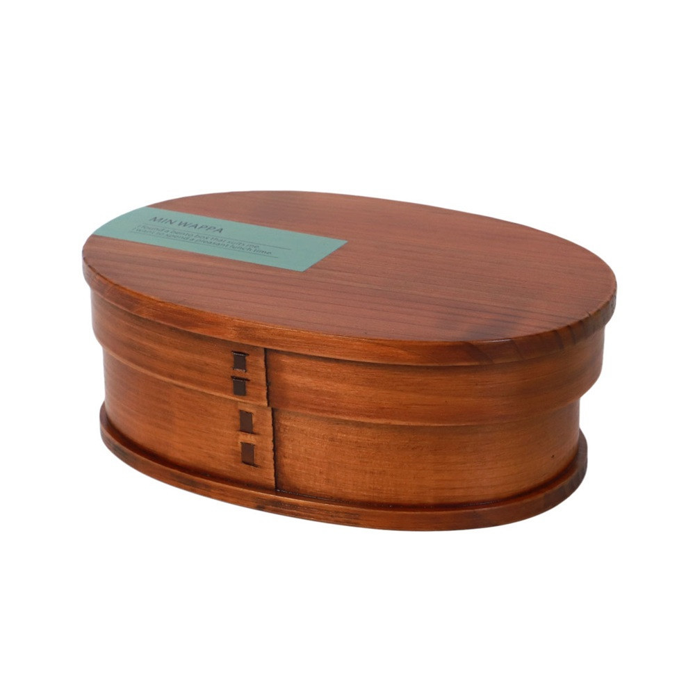 みよし漆器本舗&nbsp;曲げわっぱ&nbsp;お弁当箱&nbsp;600ml&nbsp;約17.5×11.5×高さ6.5cm&nbsp;小判型&nbsp;MIN&nbsp;WAPPA&nbsp;カーキ&nbsp;漆塗り