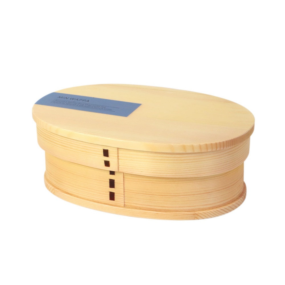 みよし漆器本舗&nbsp;曲げわっぱ&nbsp;お弁当箱&nbsp;600ml&nbsp;約17.5×11.5×高さ6.5cm&nbsp;小判型&nbsp;MIN&nbsp;WAPPA&nbsp;ネイビー&nbsp;白木