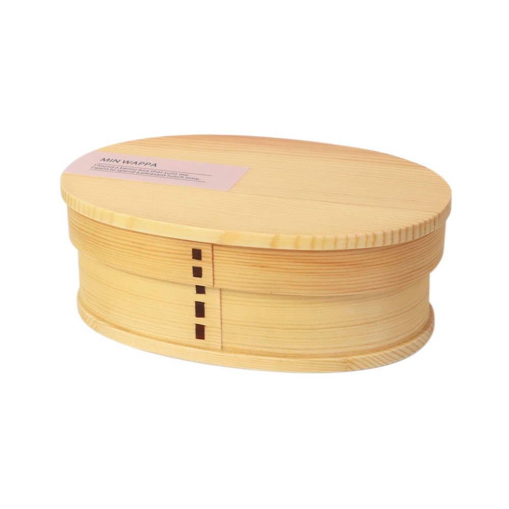 みよし漆器本舗&nbsp;曲げわっぱ&nbsp;お弁当箱&nbsp;600ml&nbsp;約17.5×11.5×高さ6.5cm&nbsp;小判型&nbsp;MIN&nbsp;WAPPA&nbsp;ピンク&nbsp;白木