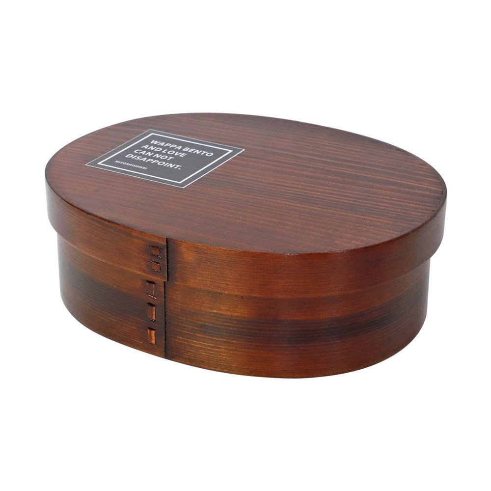 みよし漆器本舗&nbsp;曲げわっぱ&nbsp;お弁当箱&nbsp;900ml&nbsp;約19×15×高さ6.1cm&nbsp;小判型&nbsp;北欧風&nbsp;英字ロゴ&nbsp;ブラック&nbsp;漆塗り