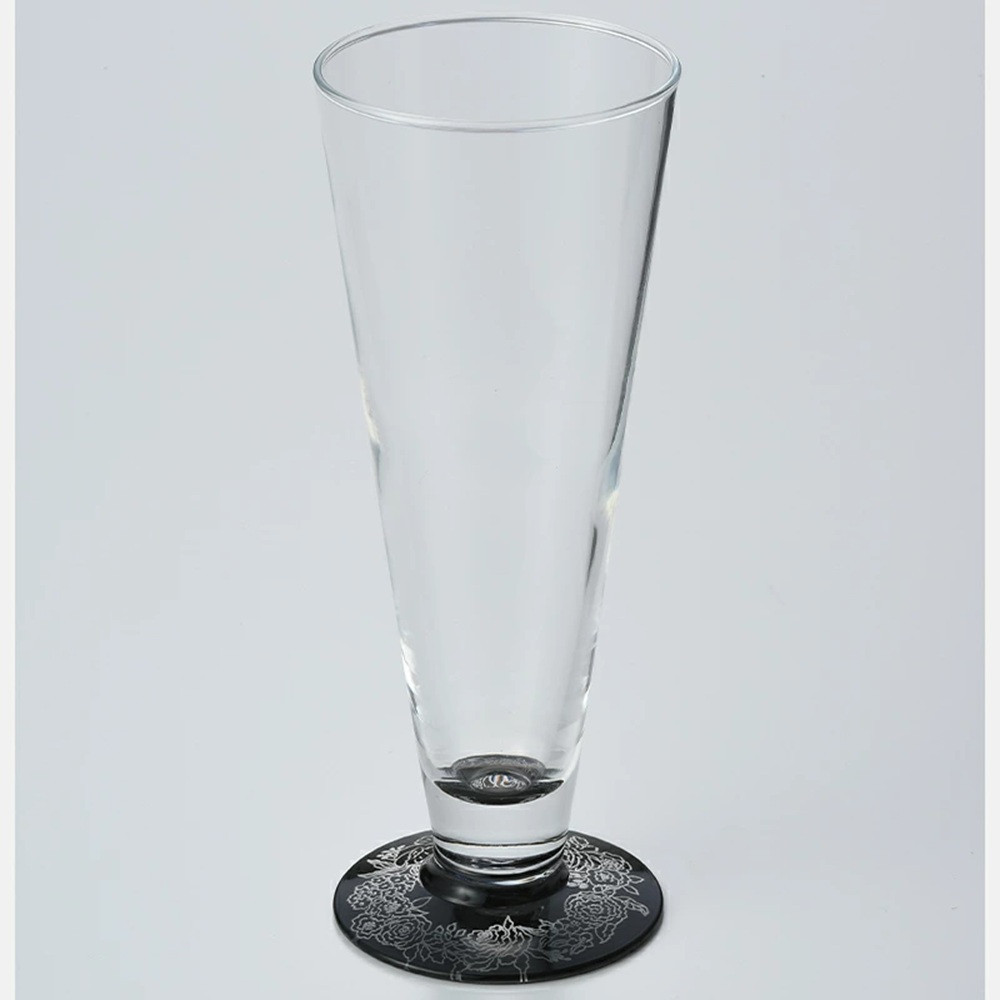 みよし漆器本舗&nbsp;紀州塗り&nbsp;ぬりもん&nbsp;de&nbsp;Verre&nbsp;ピルスナーグラス&nbsp;銀&nbsp;蒔絵&nbsp;ボタニカル&nbsp;285ml