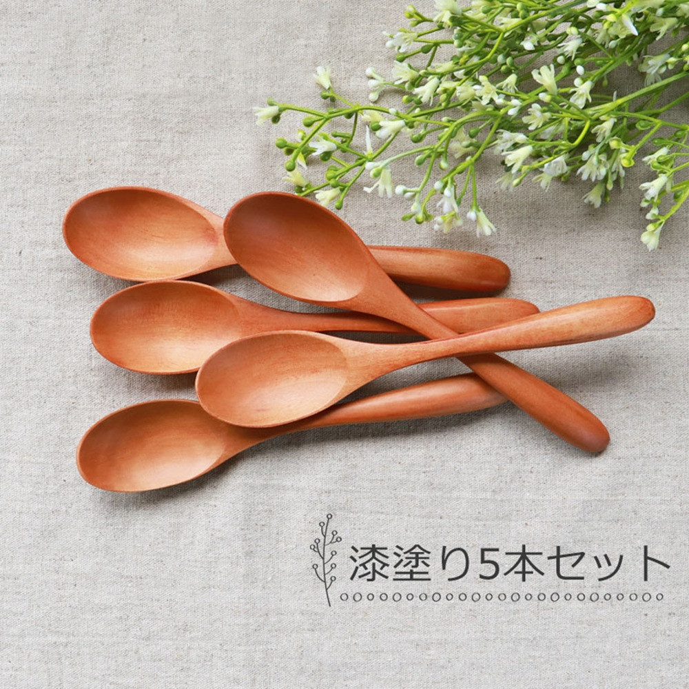 みよし漆器本舗&nbsp;マルチスプーン&nbsp;食洗機対応&nbsp;17cm&nbsp;5本セット&nbsp;木製&nbsp;紀州PROコート&nbsp;漆塗り