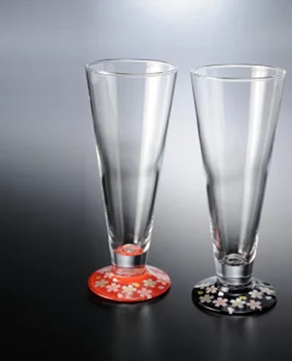 みよし漆器本舗&nbsp;ビールグラス&nbsp;ペア&nbsp;紀州塗り&nbsp;ぬりもん&nbsp;de&nbsp;Verre&nbsp;蒔絵&nbsp;桜&nbsp;黒&nbsp;赤&nbsp;285ml