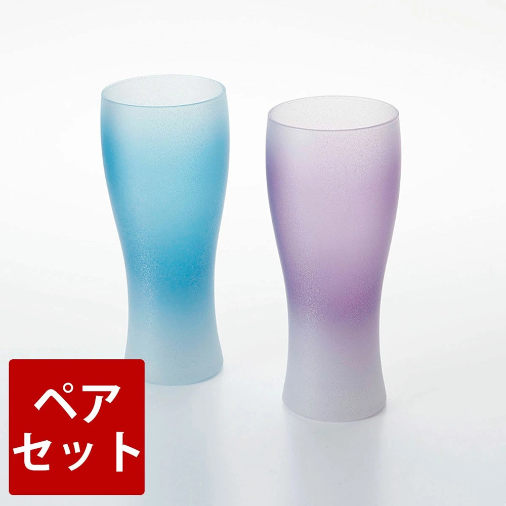 みよし漆器本舗&nbsp;紀州塗り&nbsp;ぬりもん&nbsp;de&nbsp;Verre&nbsp;ビアグラス&nbsp;クールグラデーション&nbsp;ペアセット&nbsp;ブルー&nbsp;パープル&nbsp;335ml