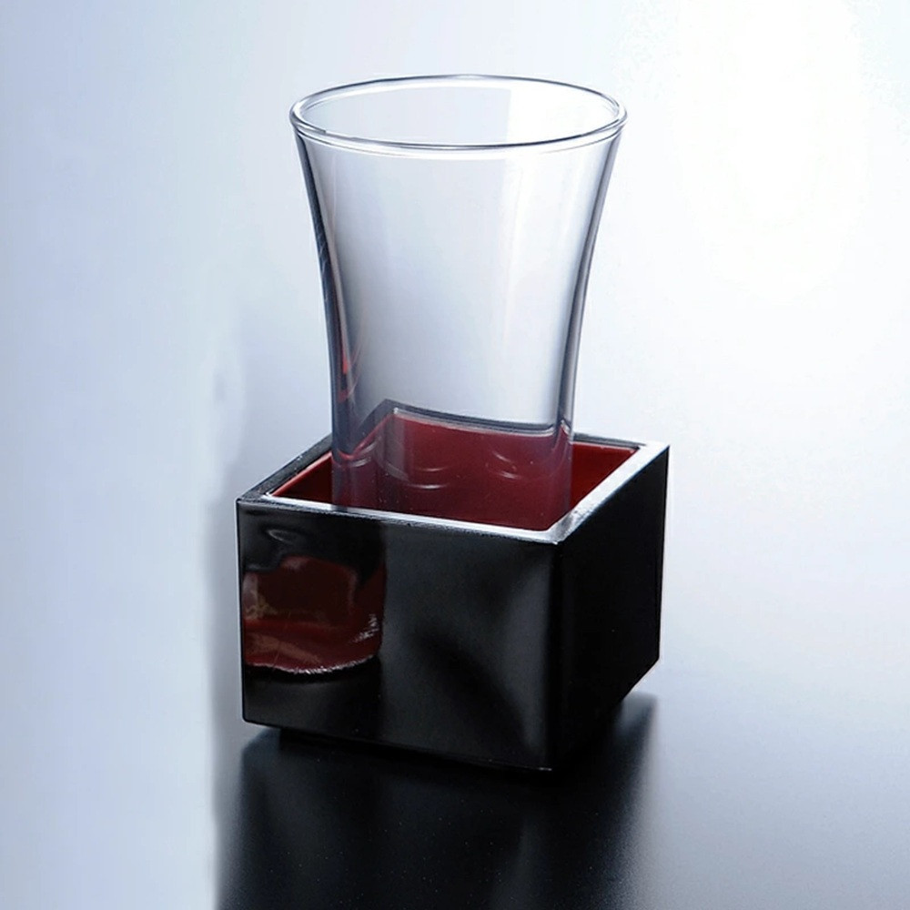 みよし漆器本舗&nbsp;紀州塗り&nbsp;ぬりもん&nbsp;de&nbsp;Verre&nbsp;一口グラス&nbsp;マスセット&nbsp;黒（亀）&nbsp;グラス：100ml／マス：90ml