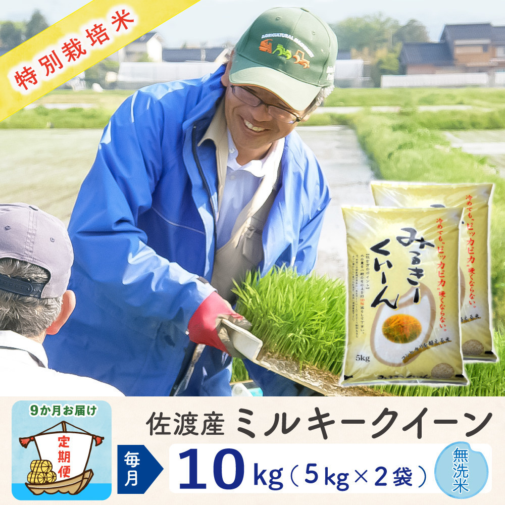 【新米予約&nbsp;9か月定期便】佐渡島産ミルキークイーン&nbsp;無洗米10Kg(5Kg×2袋）&nbsp;令和7年&nbsp;特別栽培米