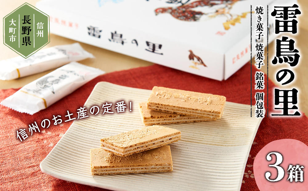 雷鳥の里（お菓子　焼き菓子セット　16個×3箱）　｜焼き菓子&nbsp;信州銘菓&nbsp;老舗&nbsp;&nbsp;&nbsp;人気&nbsp;おすすめ&nbsp;スイーツ&nbsp;お菓子&nbsp;ギフト&nbsp;プレゼント&nbsp;個包装&nbsp;送料無料&nbsp;長野県&nbsp;大町市&nbsp;ふるさと納税
