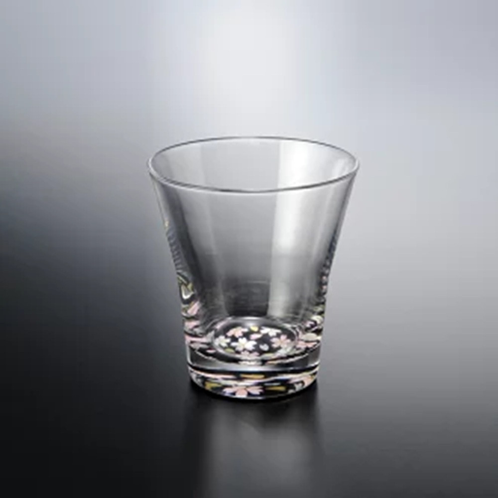 みよし漆器本舗&nbsp;紀州塗り&nbsp;ぬりもん&nbsp;de&nbsp;Verre&nbsp;フリーグラス&nbsp;蒔絵&nbsp;桜&nbsp;黒&nbsp;210ml