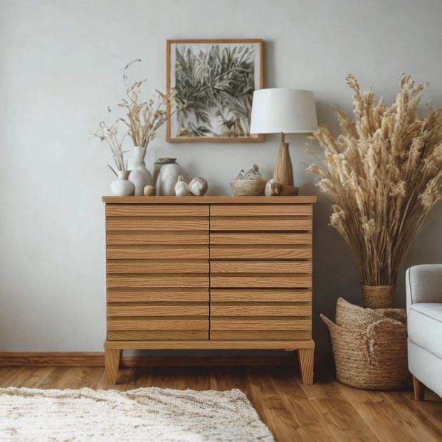 大川家具&nbsp;幅80cm&nbsp;サイドボード&nbsp;-saison-セゾン【レッドオーク】