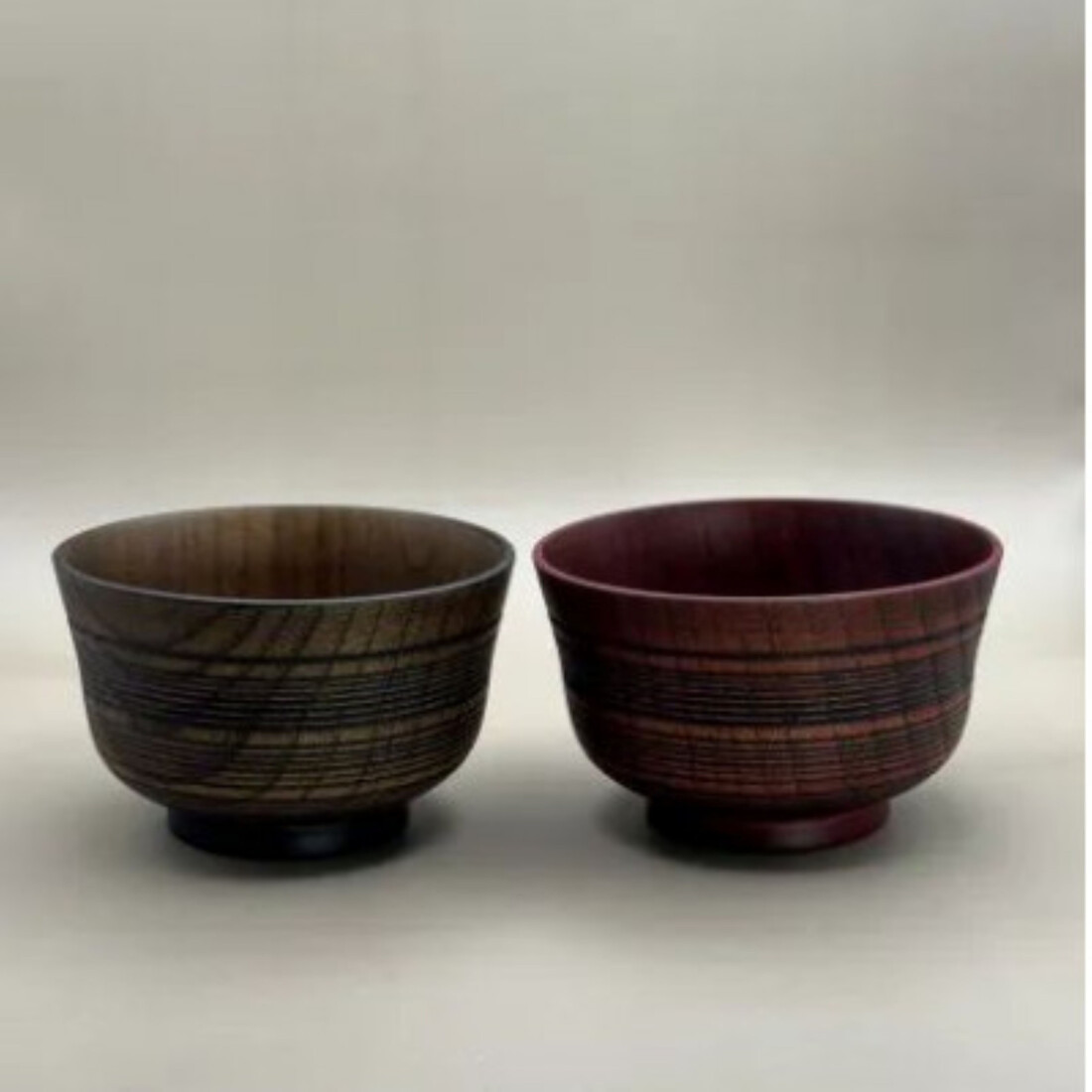 線面汁椀 ２個セット［黒漆］［朱］各1［NF94］