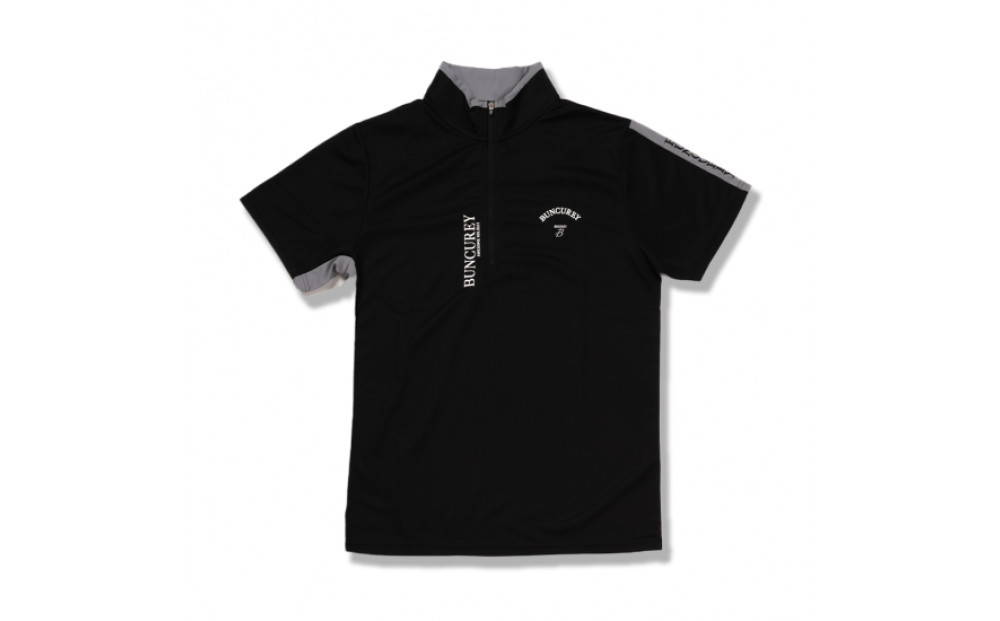 BUNCUREY　ゴルフウェア　ジップアップ半袖モックネック（BM23SS-02-008）ブラック／サイズ6