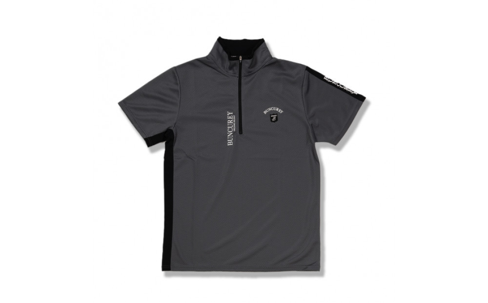 BUNCUREY　ゴルフウェア　ジップアップ半袖モックネック（BM23SS-02-008）グレー／サイズ5