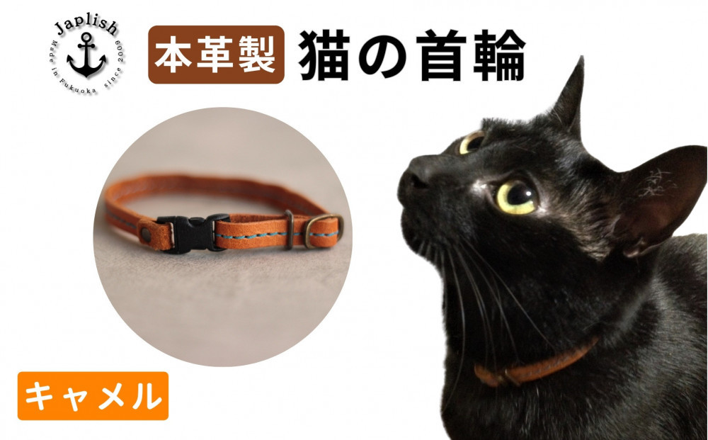 レザーの猫首輪| 子猫～成猫対応 【キャメル】 博多革工房 Japlish | ジャプリッシュ