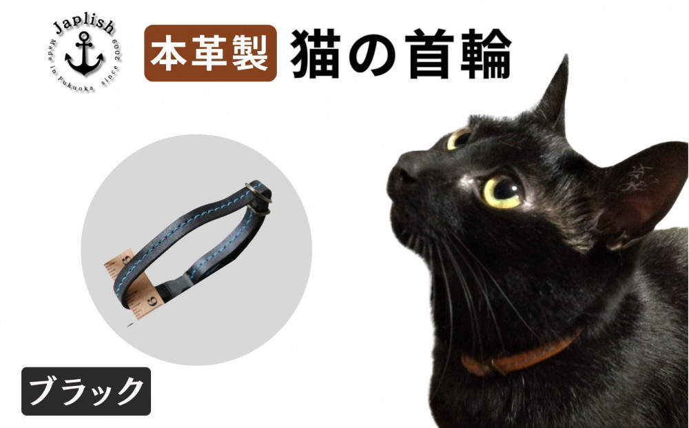レザーの猫首輪| 子猫～成猫対応 【ブラック】 博多革工房 Japlish | ジャプリッシュ
