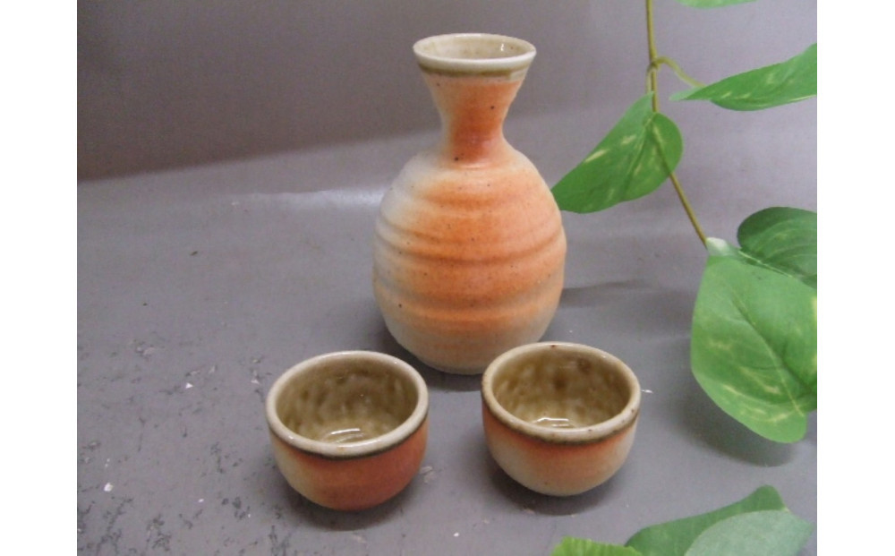 【信楽焼】徳利＆ぐいのみ（緋色）　日本酒　nwu-026