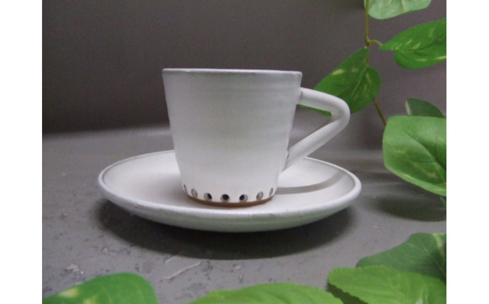 【信楽焼】白雲釉カップ＆ソーサー うつわ　nwu-031