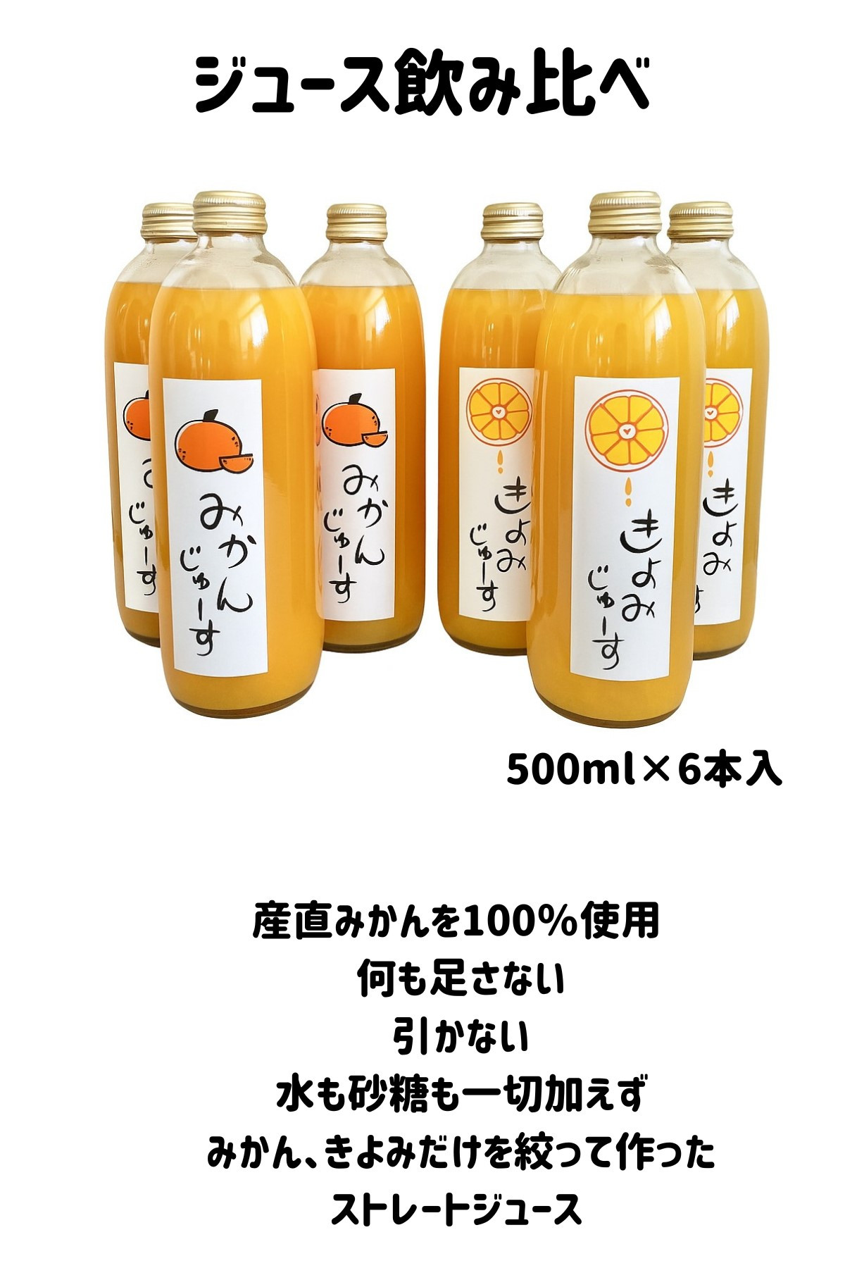 みかんジュース&nbsp;3本・きよみジュース&nbsp;3本セット