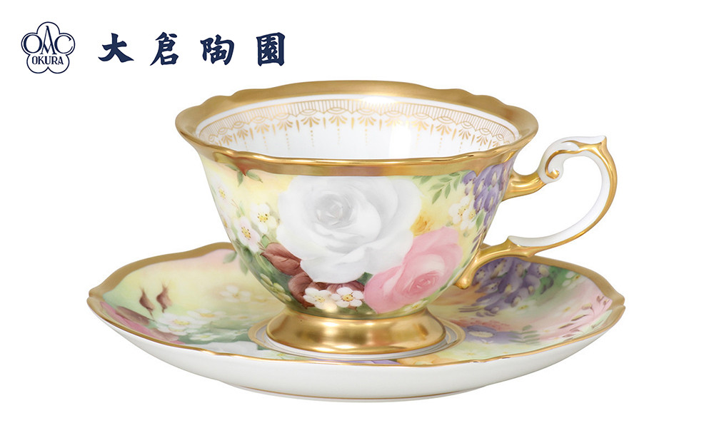 【手描き】TheOkura花園カップ&ソーサー＜大倉陶園＞