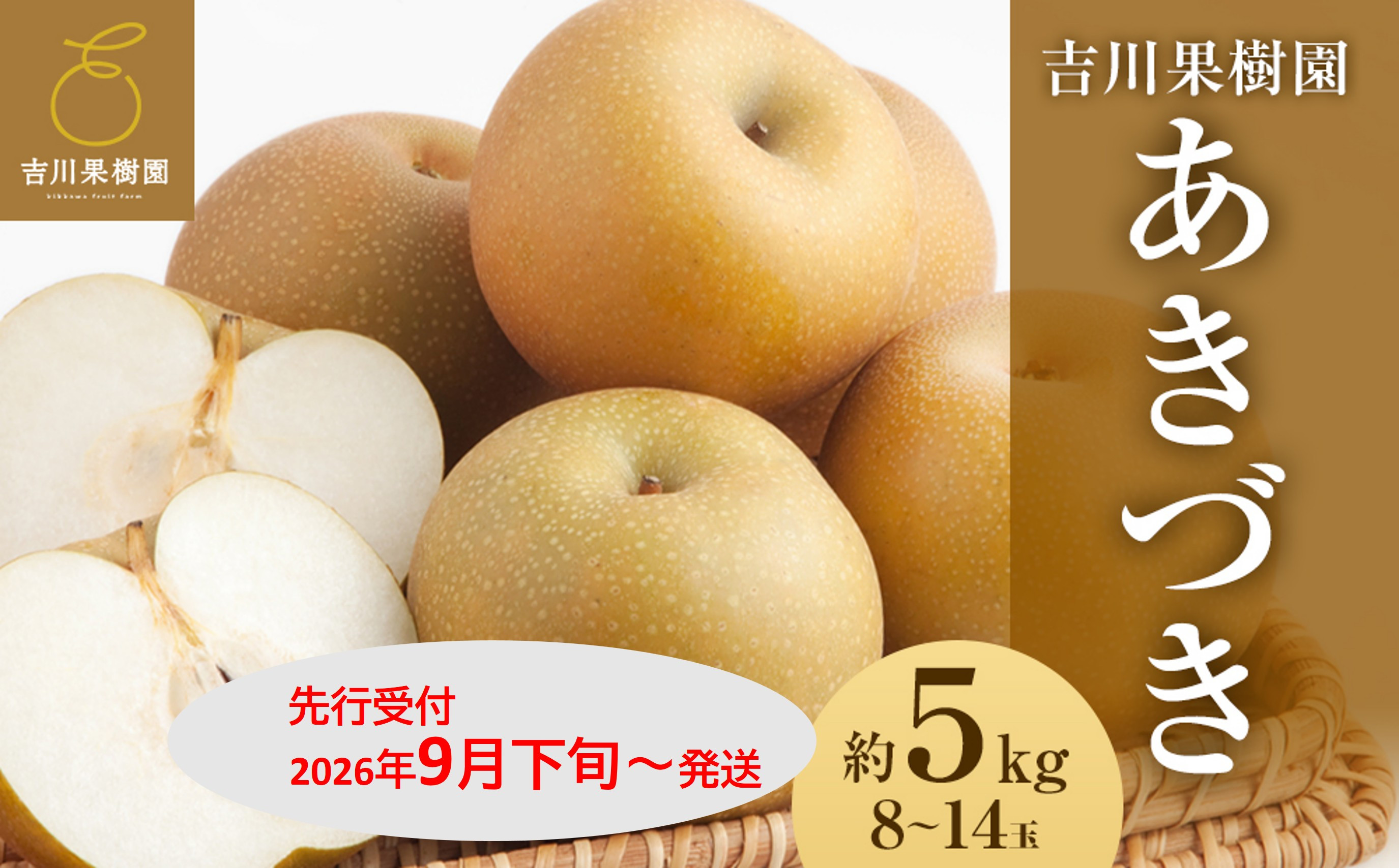 【2026年発送分先行予約】あきづき&nbsp;約５kg（8～14玉）9月下旬～順次発送【吉川果樹園】