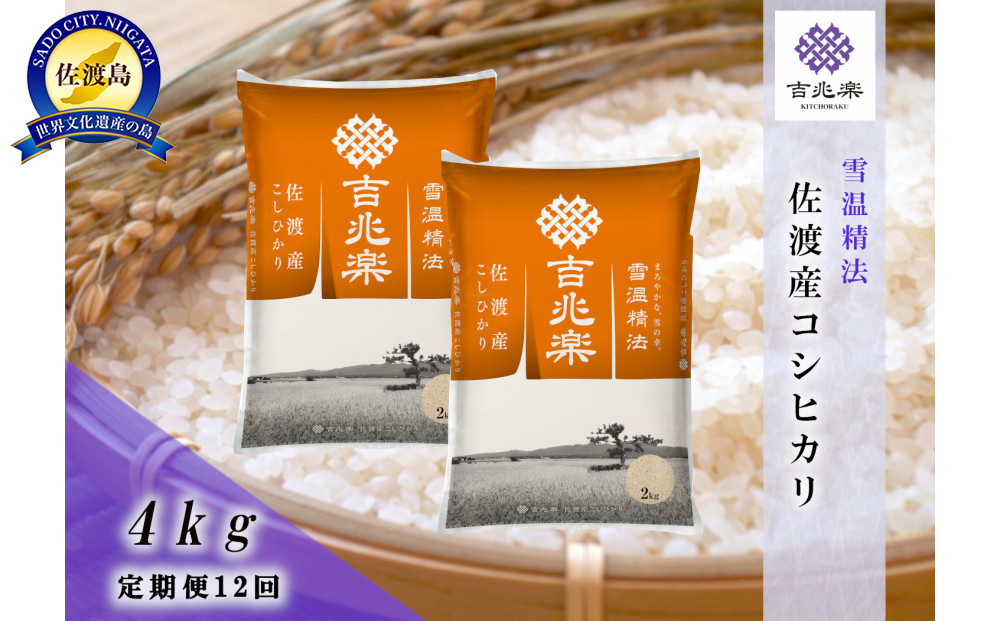 【令和7年産　頒布会】雪温精法　佐渡産こしひかり4kg×12回