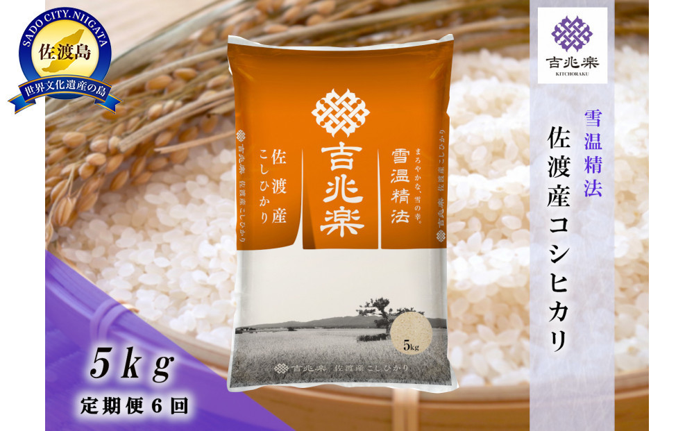 【令和7年産　頒布会】雪温精法　佐渡産こしひかり5kg×6回