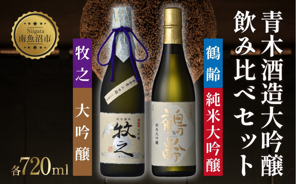 青木酒造大吟醸&nbsp;飲み比べセット&nbsp;鶴齢純米大吟醸&nbsp;720ml&nbsp;牧之大吟醸&nbsp;720ml&nbsp;大吟醸&nbsp;飲み比べ&nbsp;大吟醸&nbsp;日本酒&nbsp;にほんしゅ&nbsp;お酒&nbsp;酒&nbsp;さけ&nbsp;おさけ&nbsp;すっきり&nbsp;アルコール&nbsp;新酒鑑評会出品酒&nbsp;お取り寄せ&nbsp;送料無料&nbsp;新潟県&nbsp;南魚沼市&nbsp;金田屋酒店