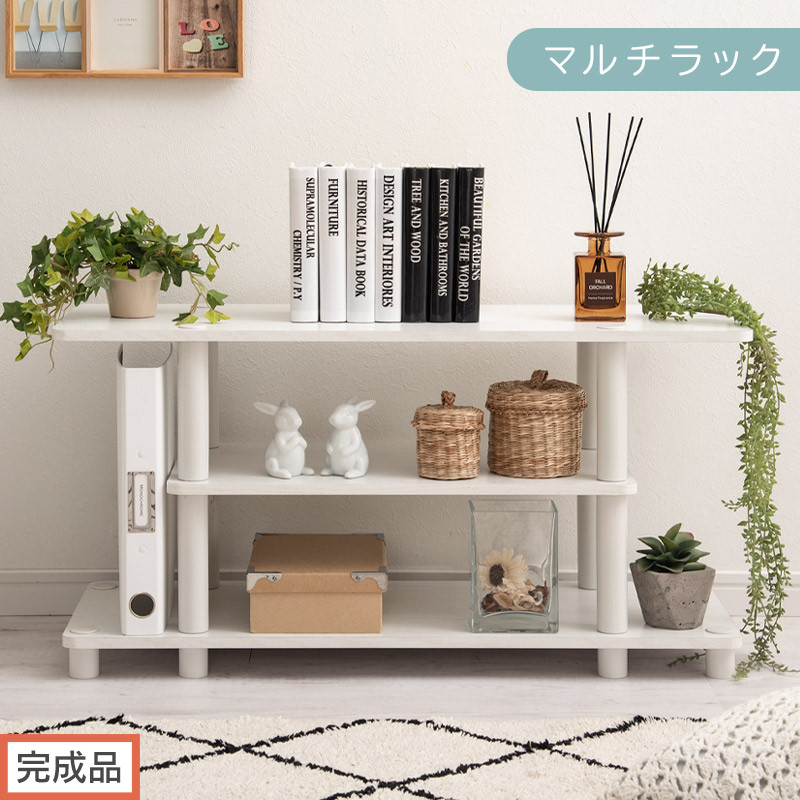 【完成品でお届け】[&nbsp;幅80cm&nbsp;]&nbsp;マルチラック（ホワイト×ホワイト）テレビ台&nbsp;ローボード&nbsp;32型&nbsp;32インチ&nbsp;収納&nbsp;テレビボード&nbsp;ロータイプ&nbsp;テレビラック&nbsp;ゲーム機収納&nbsp;ローテレビ台&nbsp;小さい&nbsp;ミニテレビ台&nbsp;TKANVB018103-0-WH